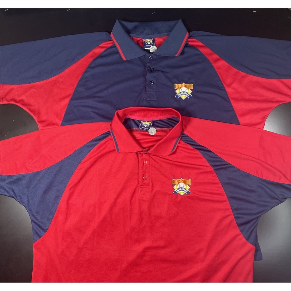 (2) Cooperstown Authentic Dream Park Mens XXL Short Sleeve Polo MLB Baseball HOF